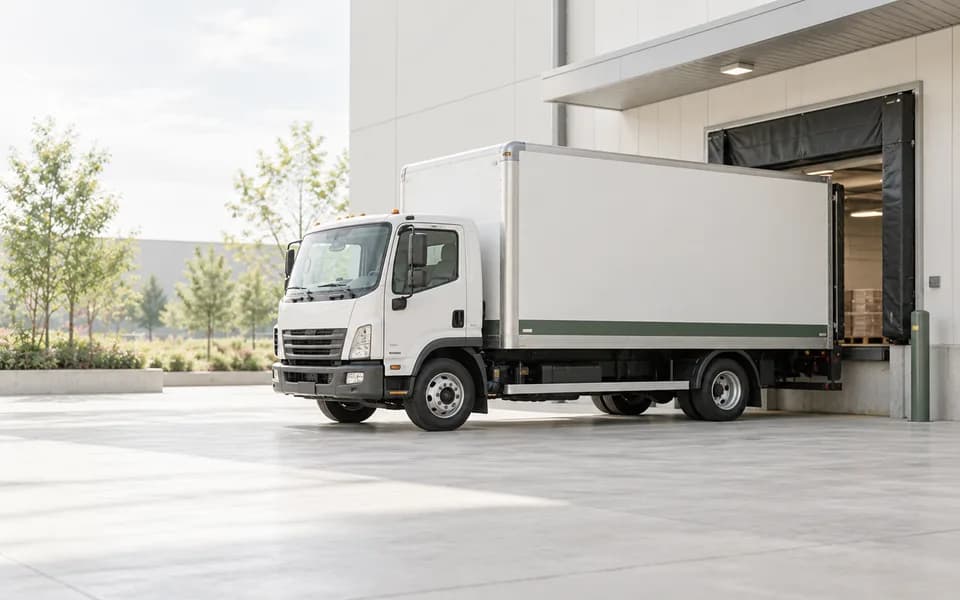 Freight truck at a distribution centre loading bay