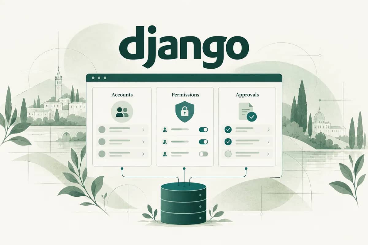 Django application with accounts, permissions and approvals