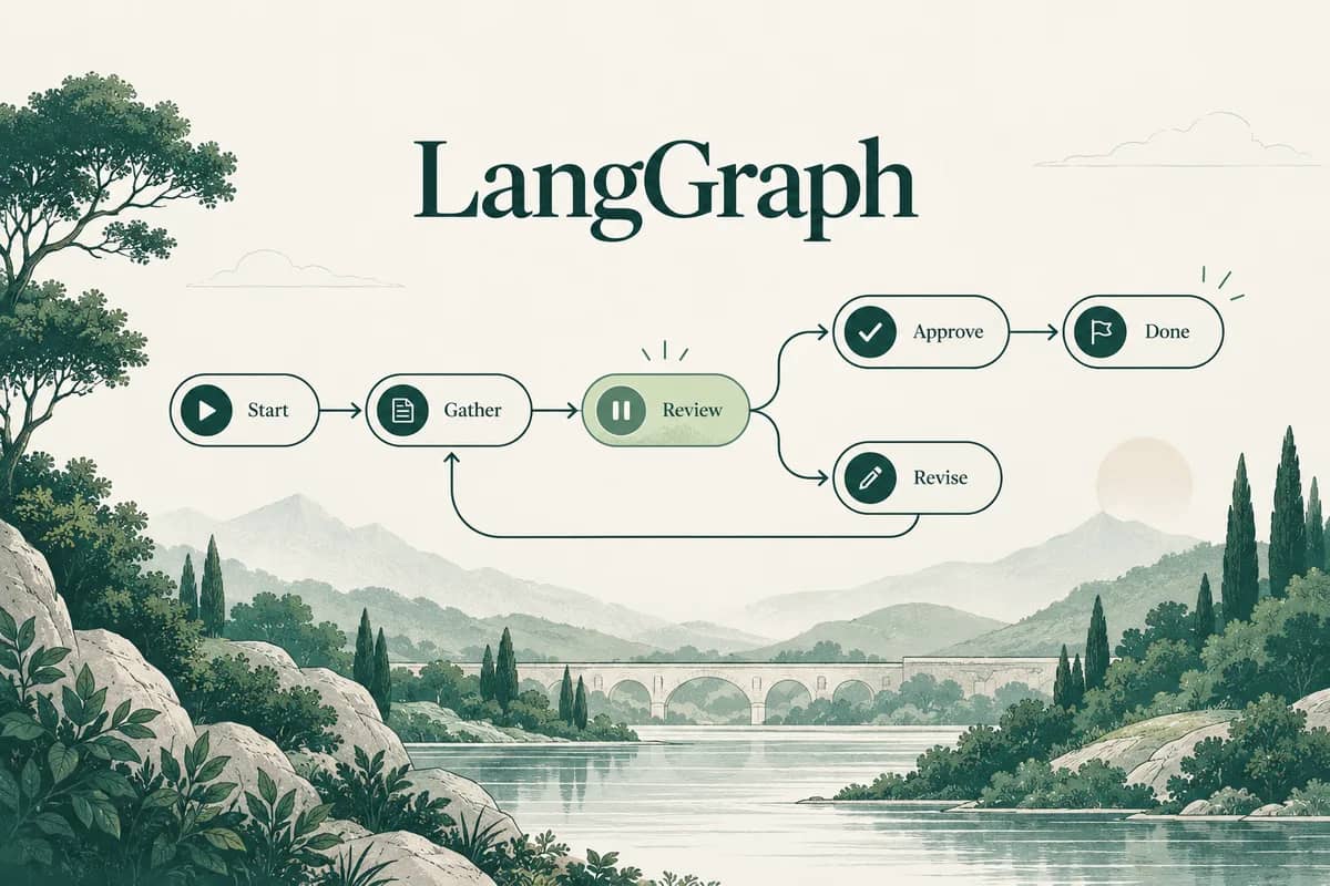 LangGraph workflow with branching, review and recovery steps