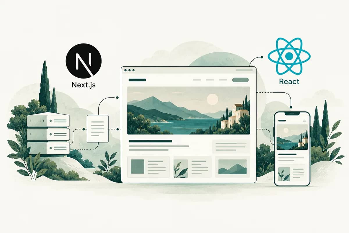 React and Next.js powering responsive web interfaces